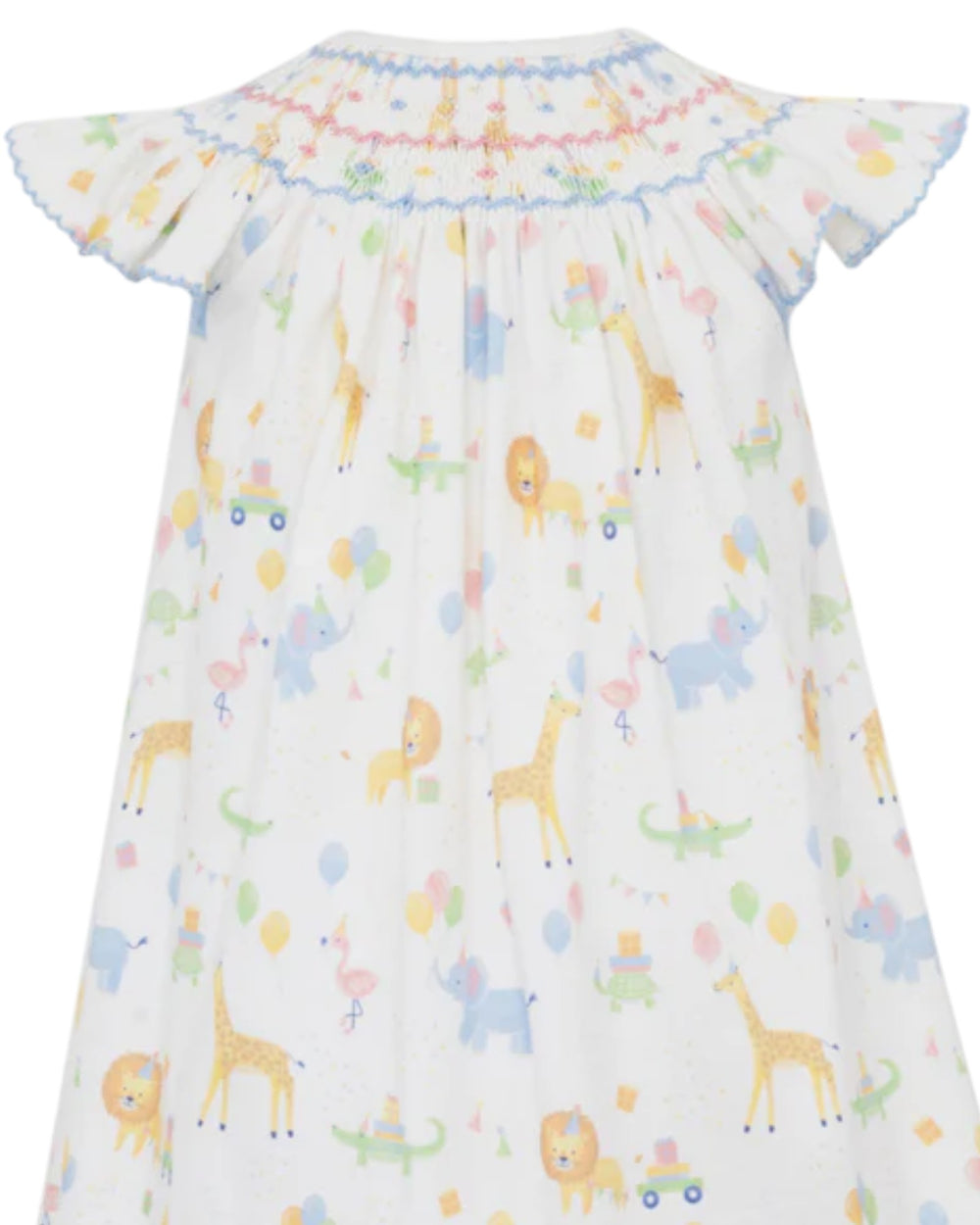 Smocked Blue Birthday Animal Parade Dress, That Store, close up