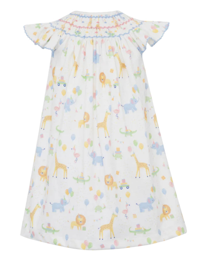 Smocked Blue Birthday Animal Parade Dress, That Store, front