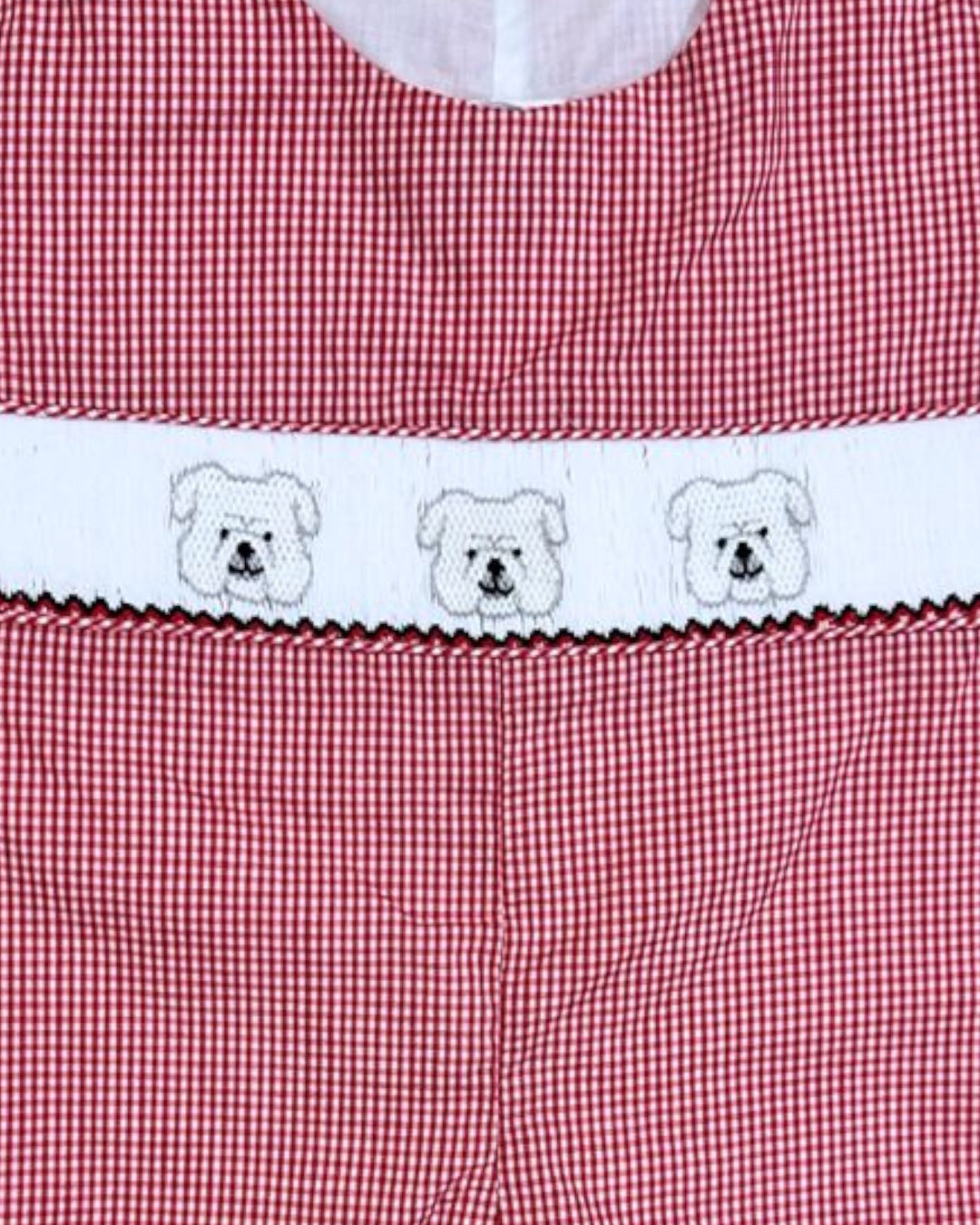 Smocked Bulldog Red Check Boys Jon Jon