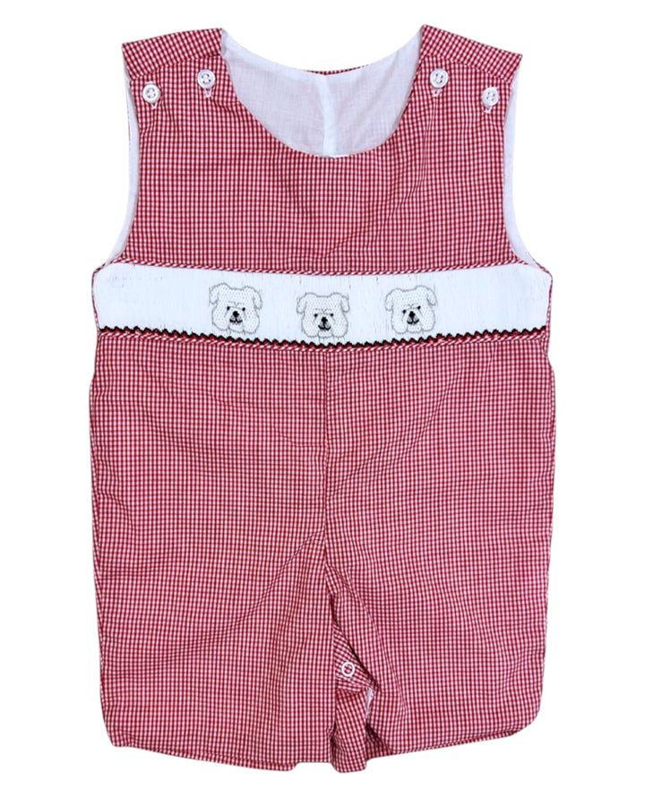 Smocked Bulldog Red Check Boys Jon Jon