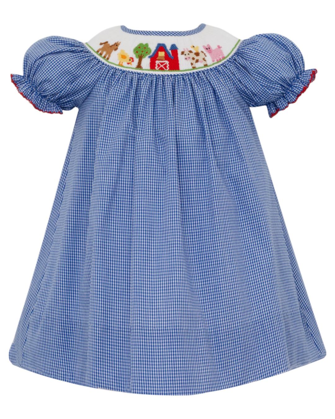 Smocked Farm Blue Check Dress, That Store, front
