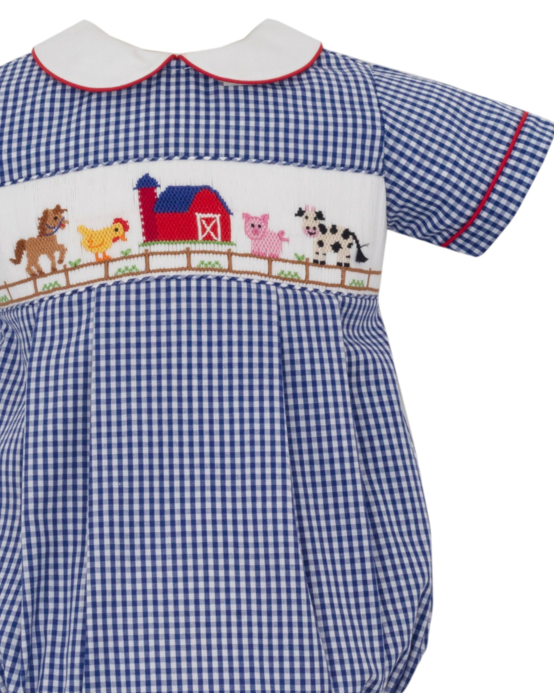 Smocked Farm navy Blue Gingham Bubble, that store