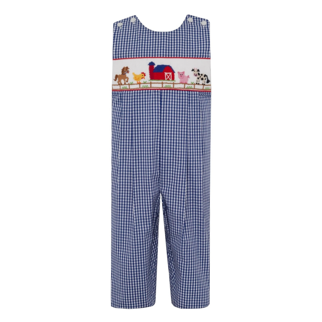 Smocked Farm Blue Gingham Long Jon Jon, that store