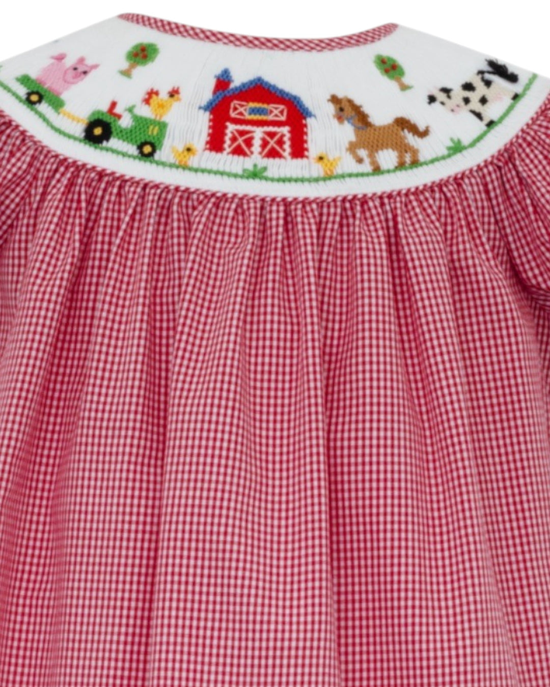 Smocked Farm Red Check Dress