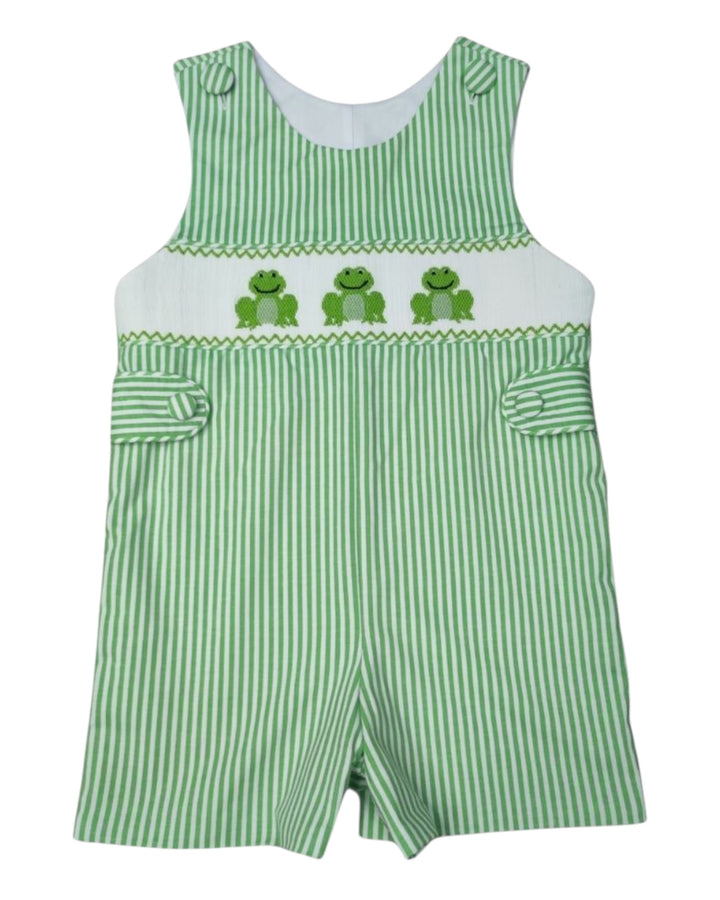 Smocked Frogs Green Stripe Boys Jon Jon, That Store, front