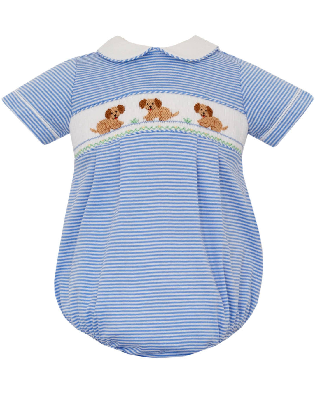 Smocked Garden Puppies Boys Periblue Knit Stripe Bubble, that store, front