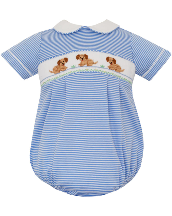 Smocked Garden Puppies Boys Periblue Knit Stripe Bubble, that store, front
