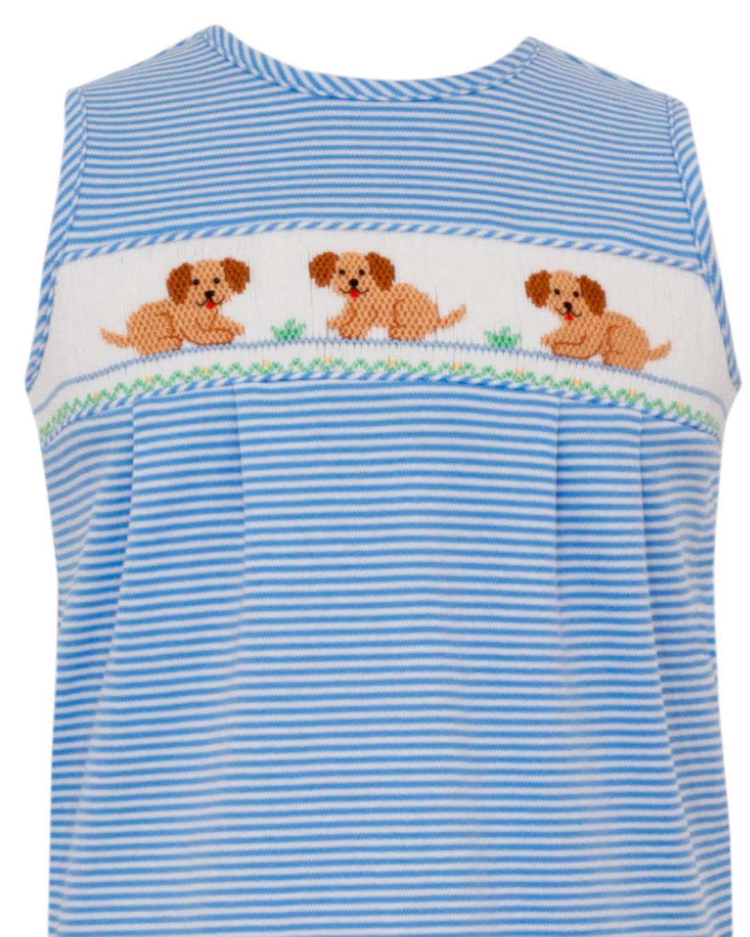 Smocked Garden Puppies Boys Periblue Knit Stripe JonJon, that store, front