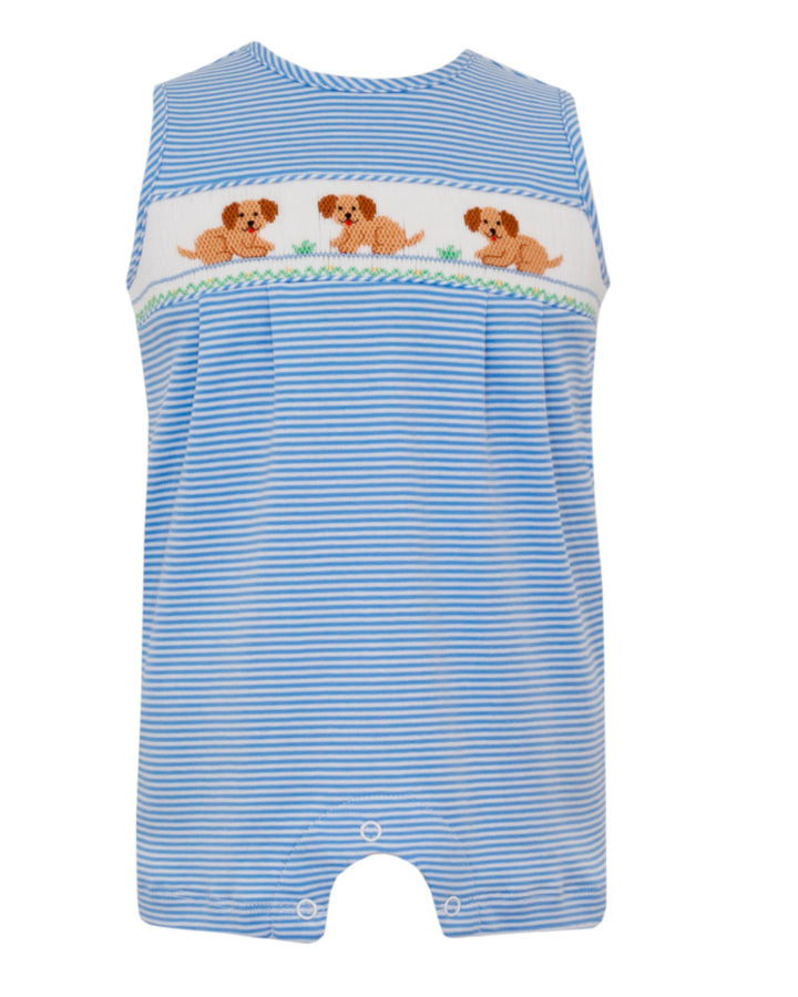 Smocked Garden Puppies Boys Periblue Knit Stripe JonJon, that store, front