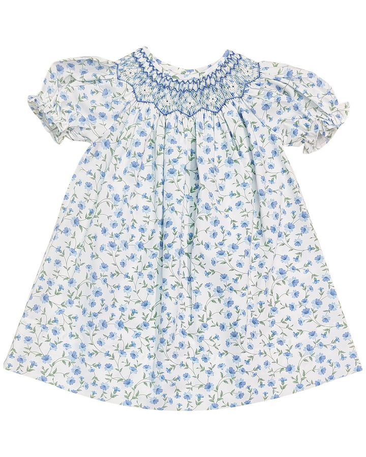 Floral dress with blue flowers on a white background, that store