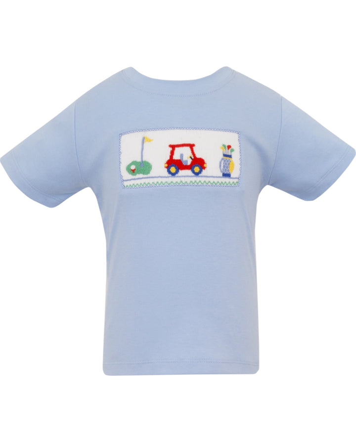 Smocked Golf Blue Boys Shirt, That Store, front