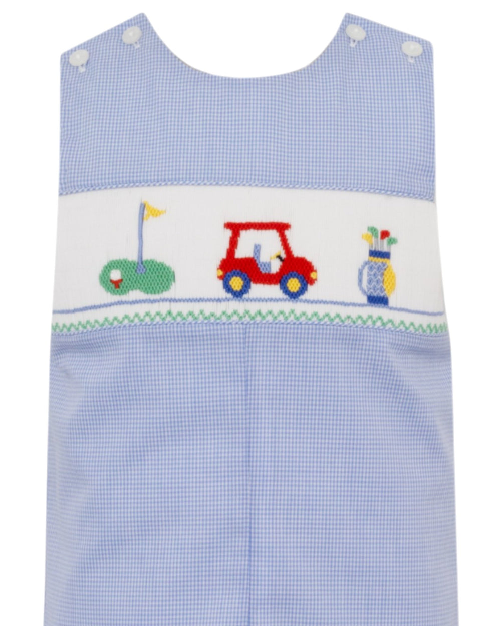 Smocked Golf Blue Check Boys Jon Jon, That Store, close up