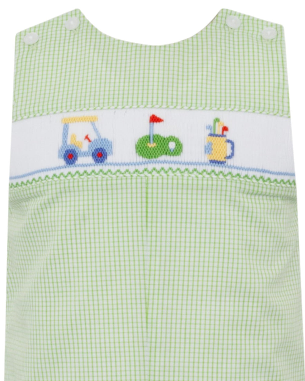 Smocked Golf Green Check Boys Jon Jon, That Store, close up