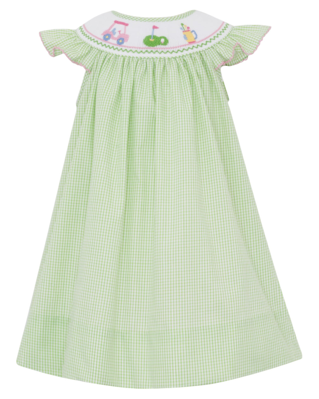 Smocked Golf Green Check Dress, Shop That Store, front