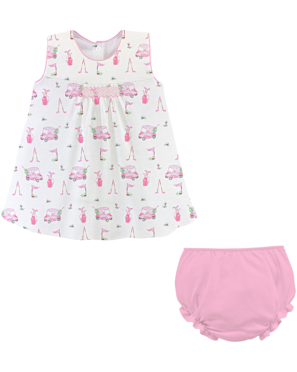 Smocked Golf Pink Dress With Bloomers, That Store, front