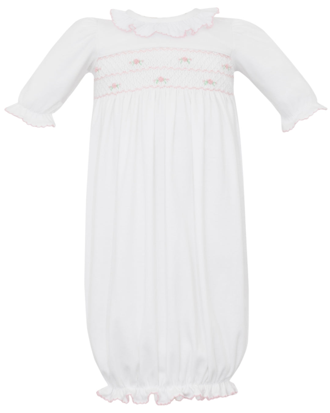 Smocked Gracie Rosebud Knit Ruffle Sac, Shop That Store, front