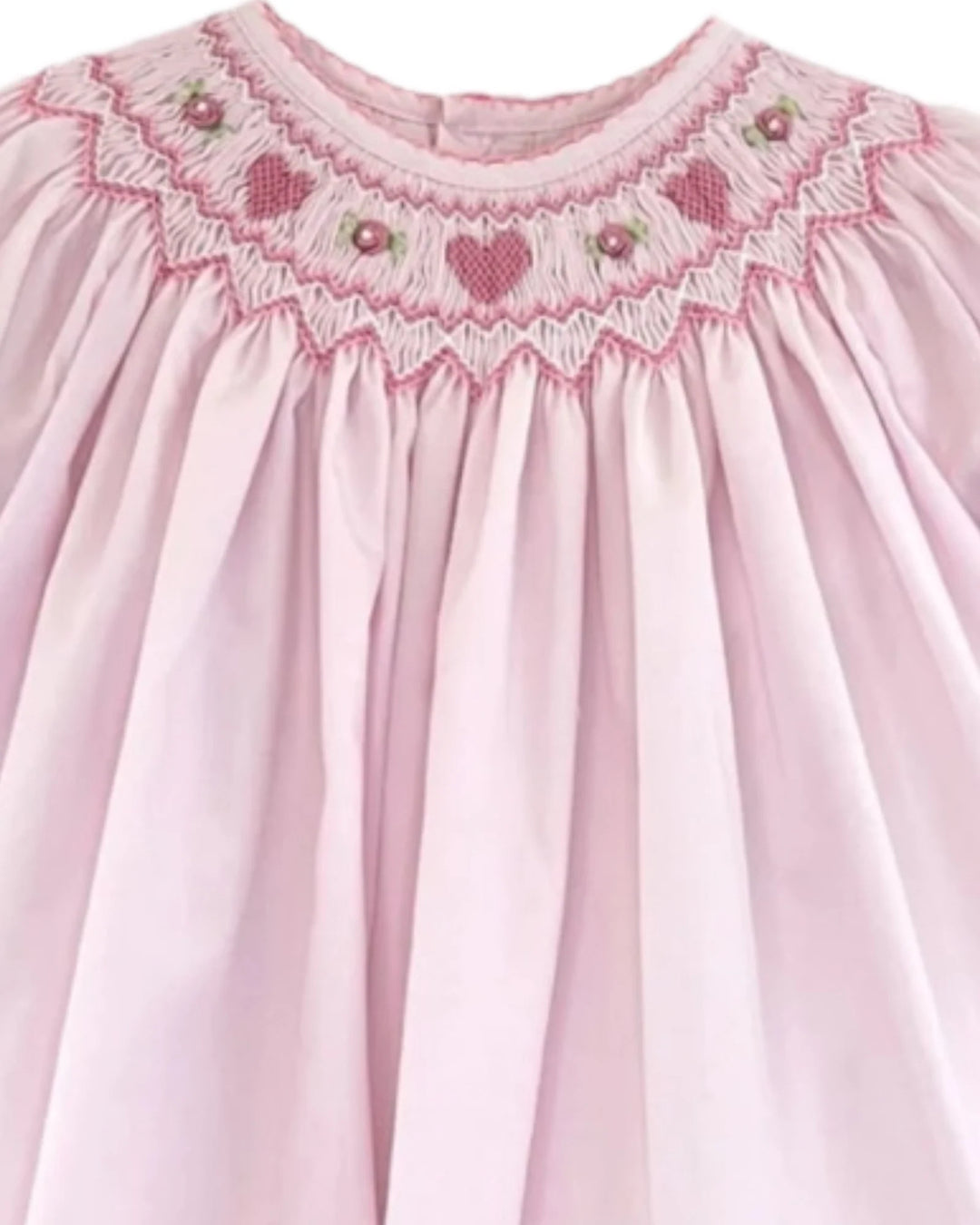 Smocked Hearts Long Sleeve Pink Dress