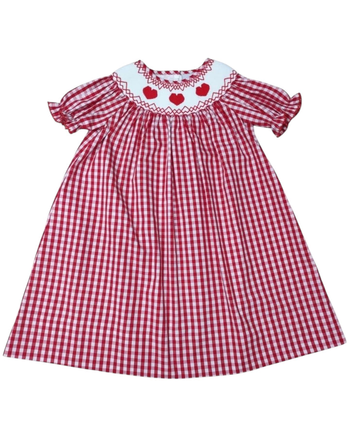Smocked Hearts Red Gingham Dress, That Store, front