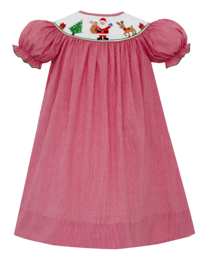 Smocked Merry Christmas Red Check Dress