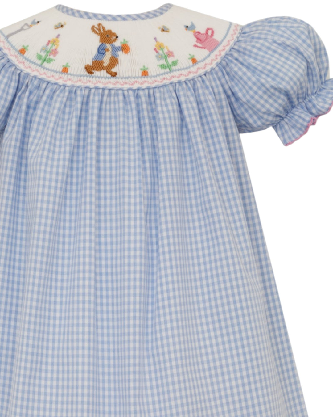 Smocked Peter Rabbit Blue Gingham Bishop Dress