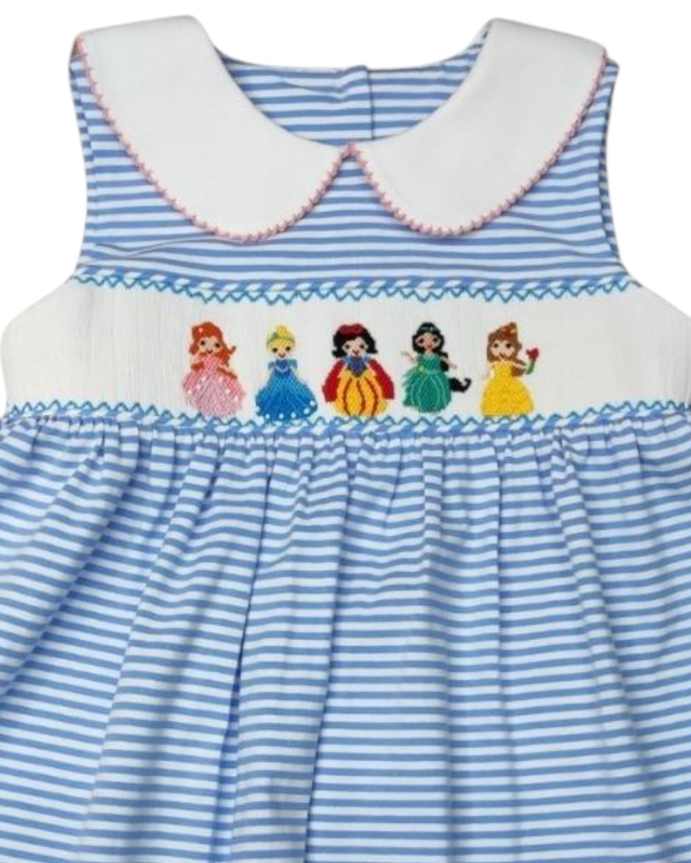 Smocked Princess Blue Stripe Dress, Shop That Store, close