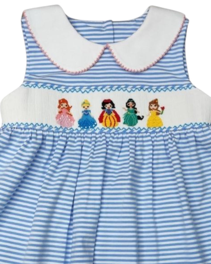 Smocked Princess Blue Stripe Dress, Shop That Store, close