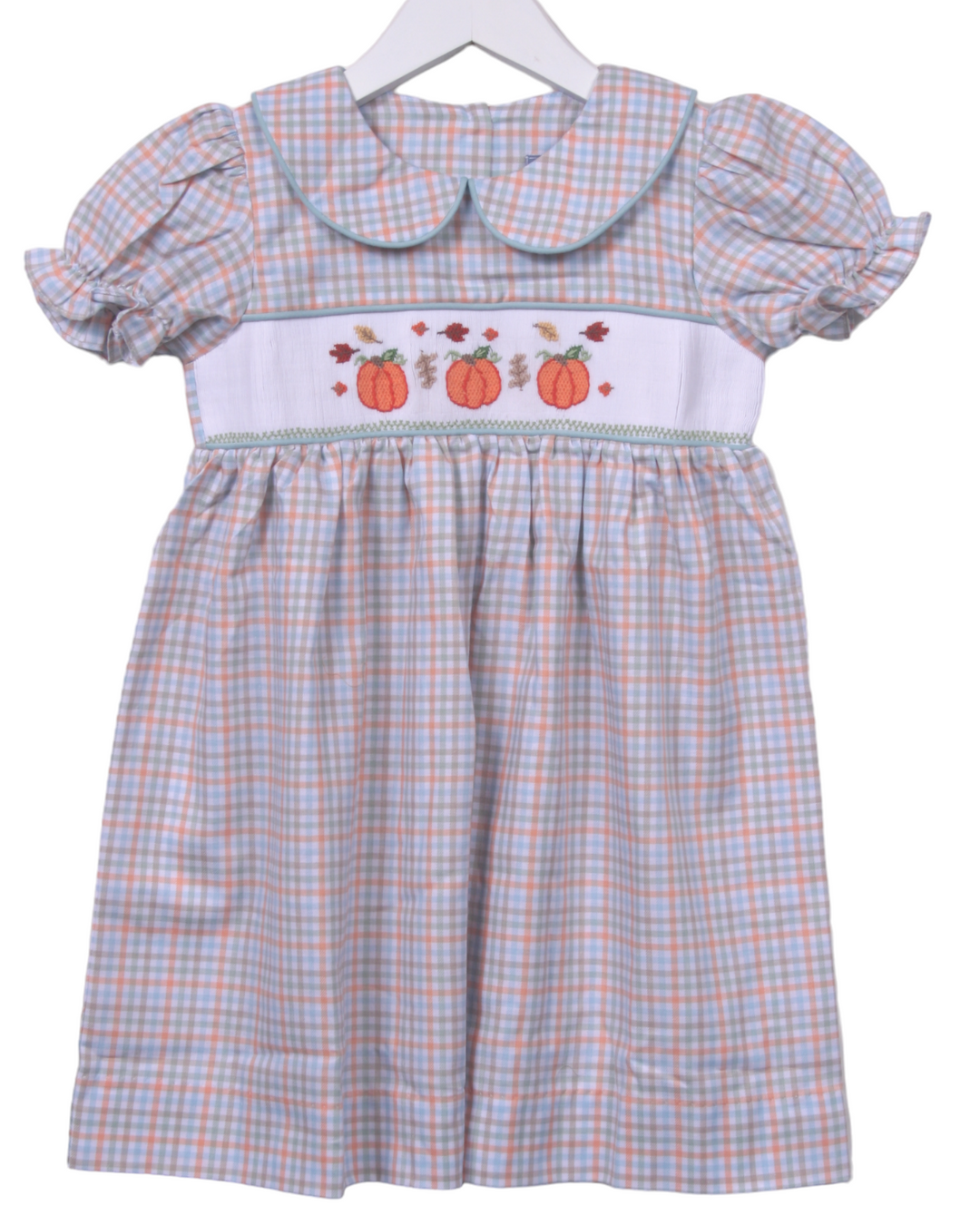 Smocked Pumpkin Green Plaid Dress 6x Smocked Pumpkin Green Plaid Dress 6x