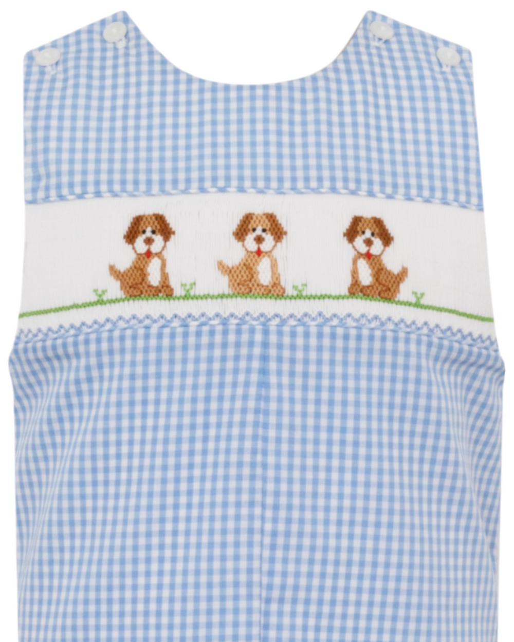 Smocked Puppies Blue Gingham Boys Jon Jon, That Store, close