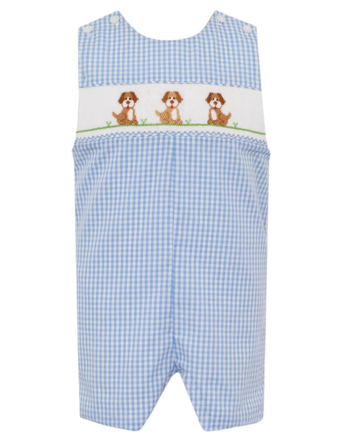 Smocked Puppies Blue Gingham Boys Jon Jon, That Store, front
