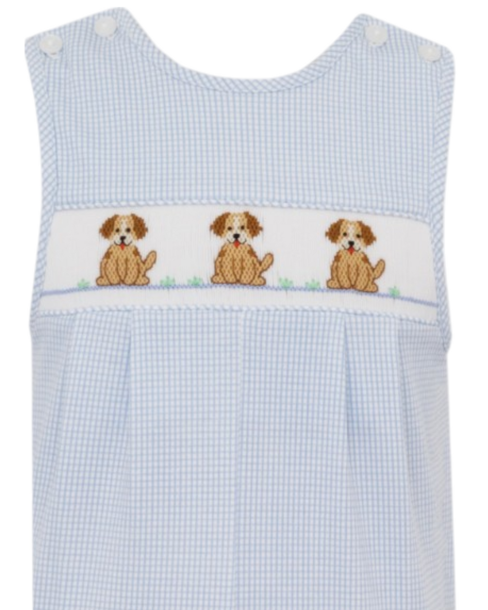 Smocked Puppies Blue Knit Check Boys Longall, That Store, close