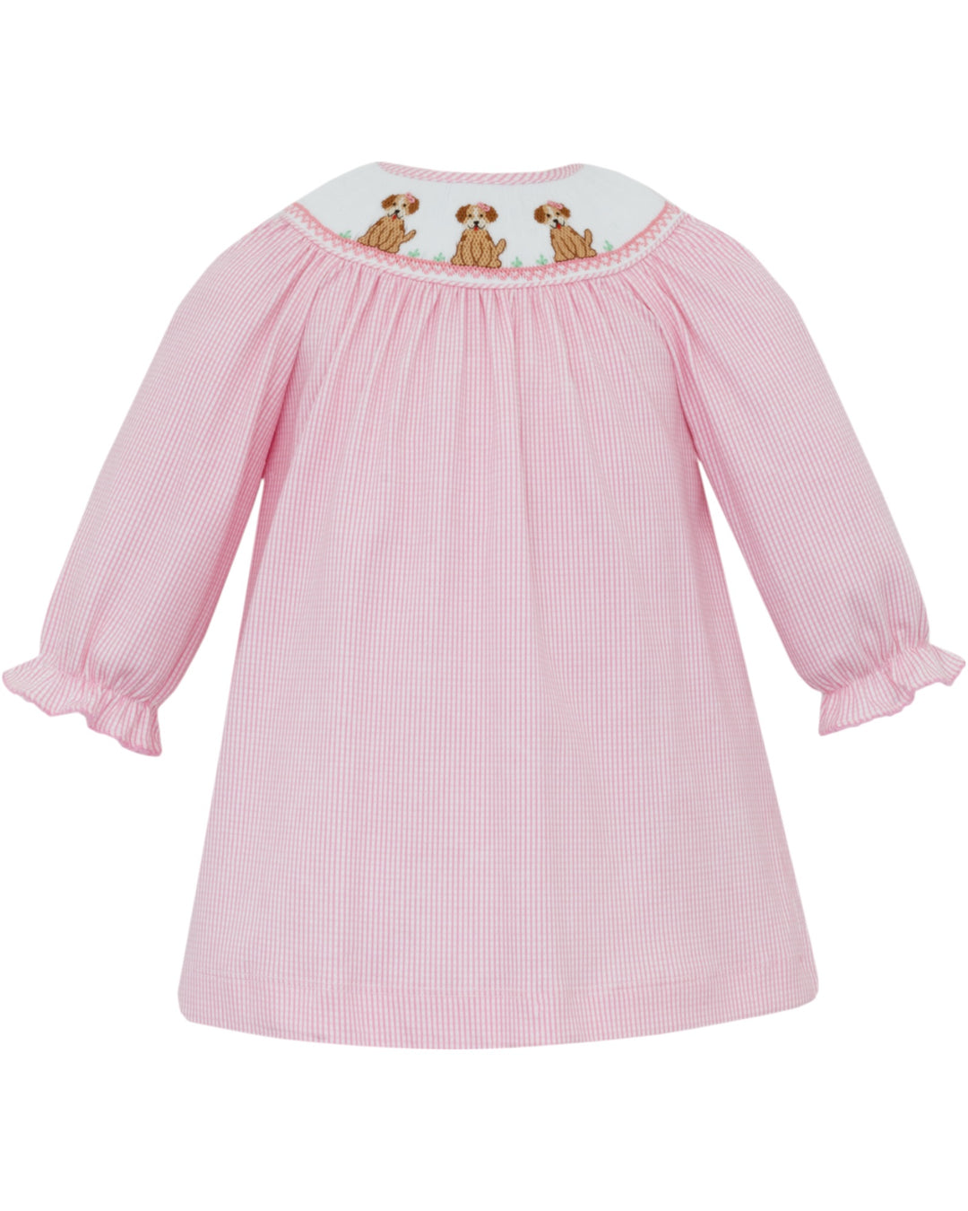 Smocked Puppies Pink Knit Check Dress, That Store, front