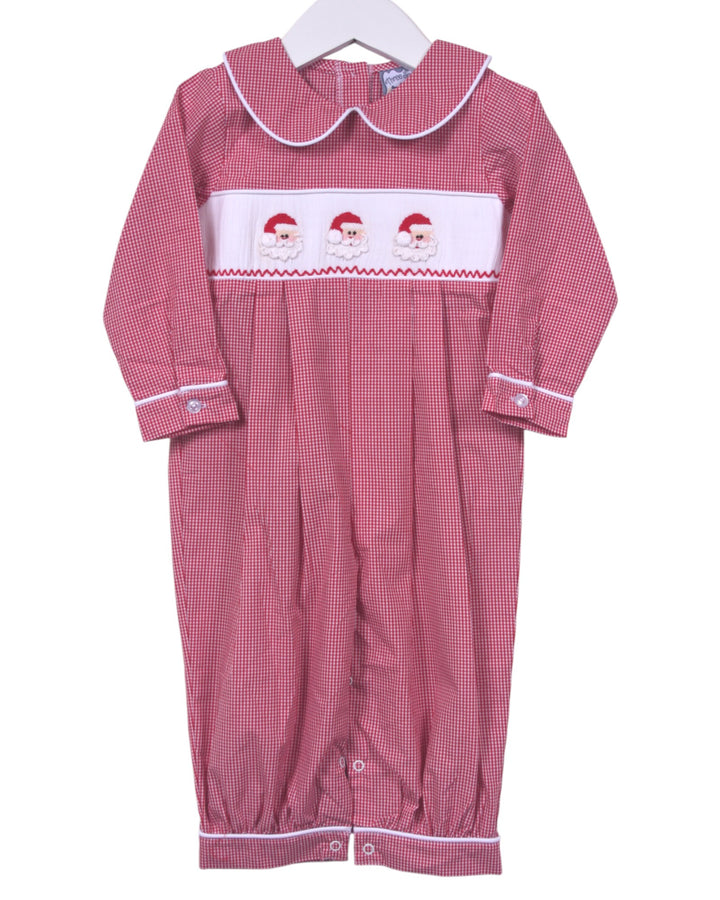 Smocked Santa Boys Red Check Bubble Longall