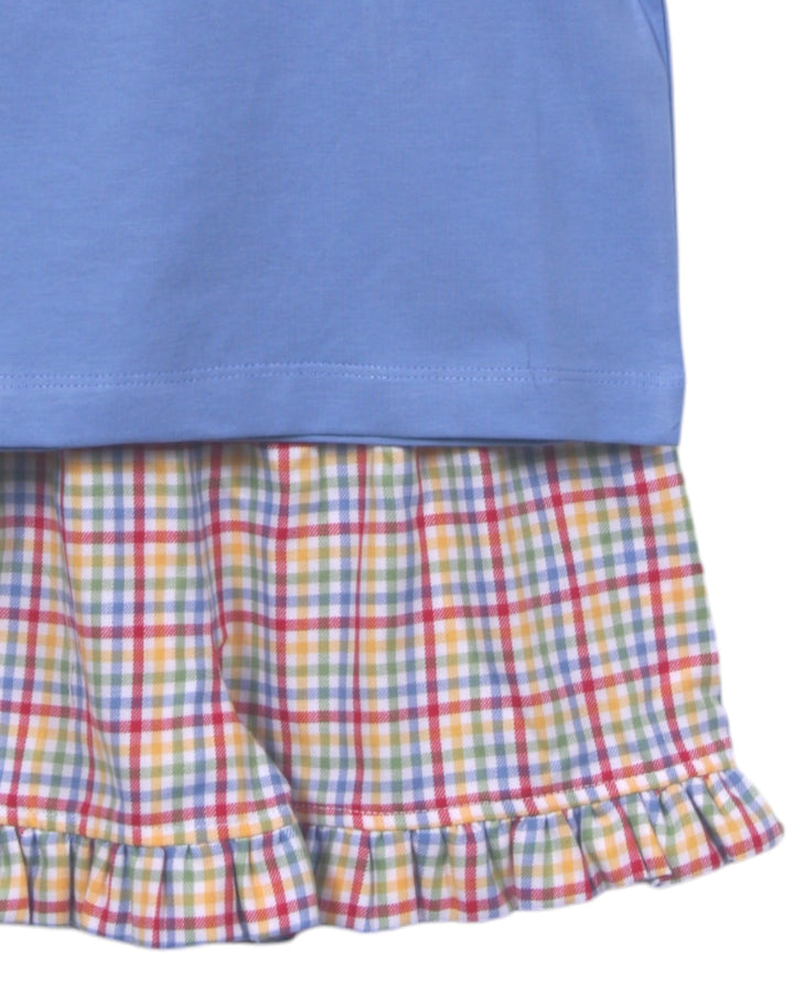 Smocked School Days Girls Blue RuffleShort Set, That Store, shorts