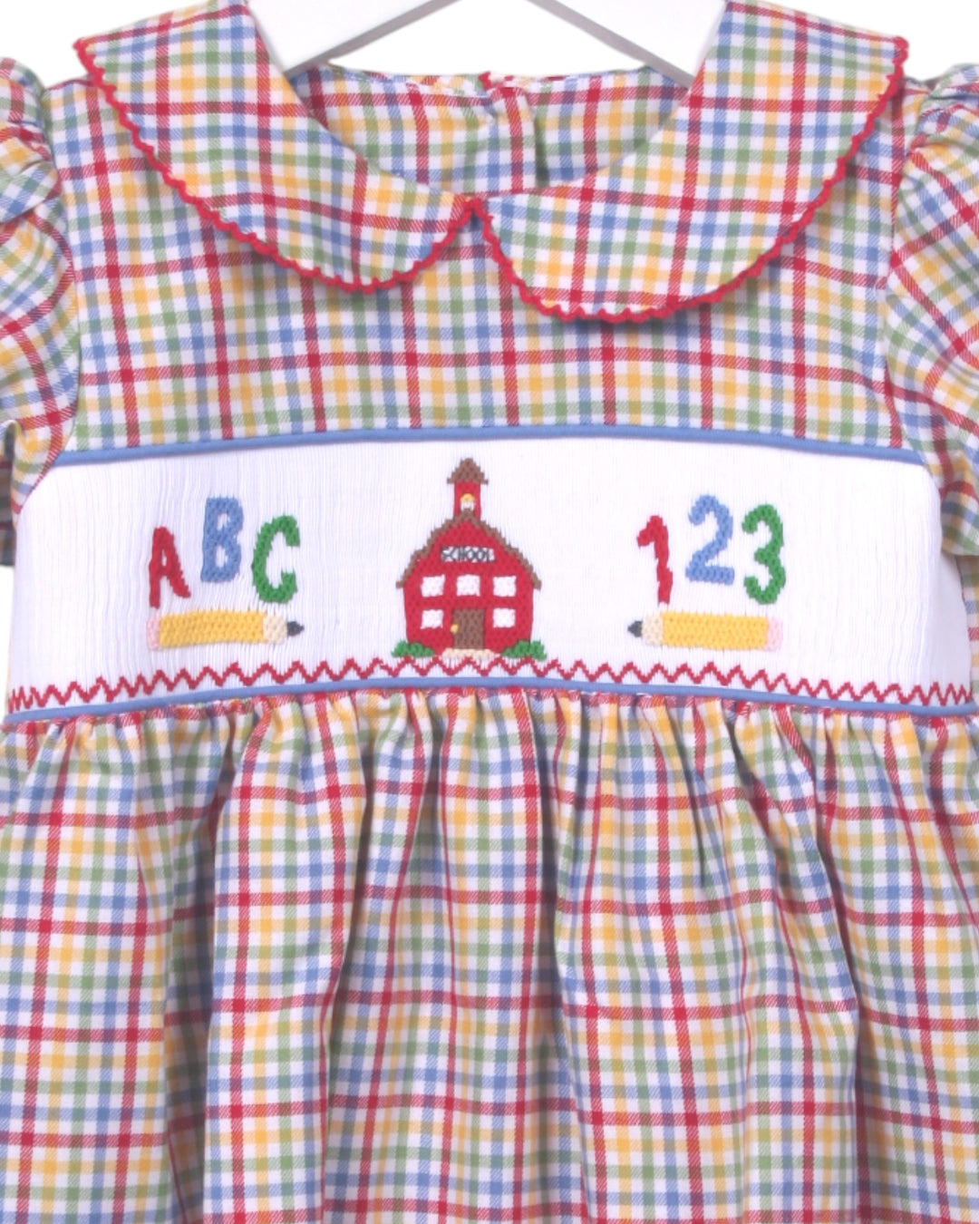 Smocked School Days Red Plaid Dress, That Store, close