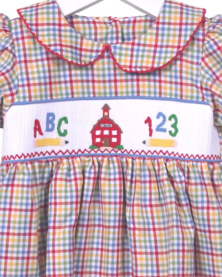 Smocked School Days Red Plaid Dress, That Store, close