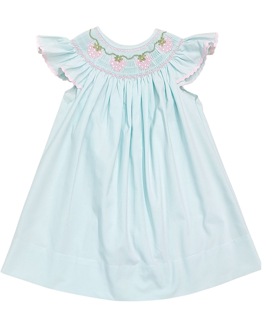 Smocked Strawberry Vine Mint Bishop Dress Smocked Strawberry Vine Mint Bishop Dress