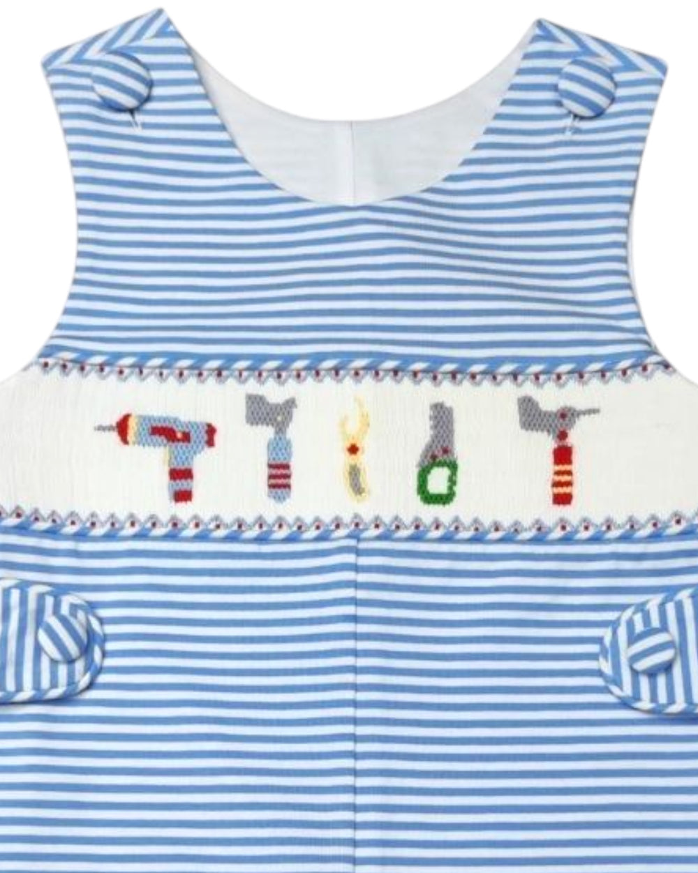 Smocked Tools Blue Stripe Knit Boys Jon Jon, Shop That Store, close