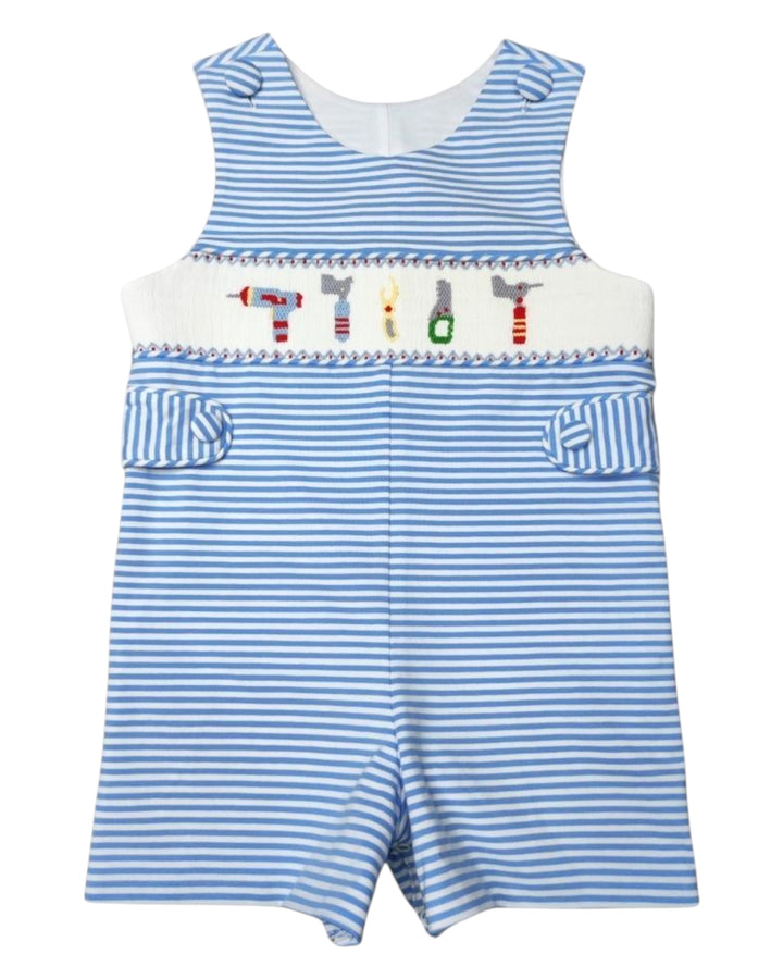 Smocked Tools Blue Stripe Knit Boys Jon Jon, Shop That Store, front