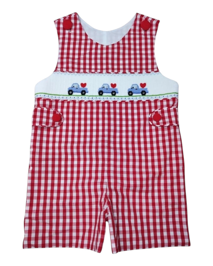 Smocked  Trucks Red Gingham Boys Jon Jon, That Store, front