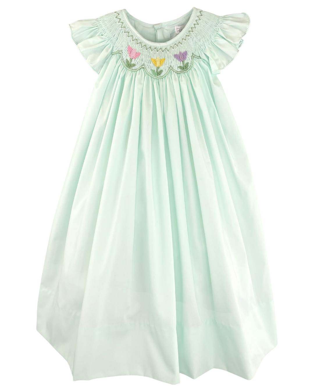 Smocked Tulips Mint Angel Sleeve Dress, Shop That Store, front
