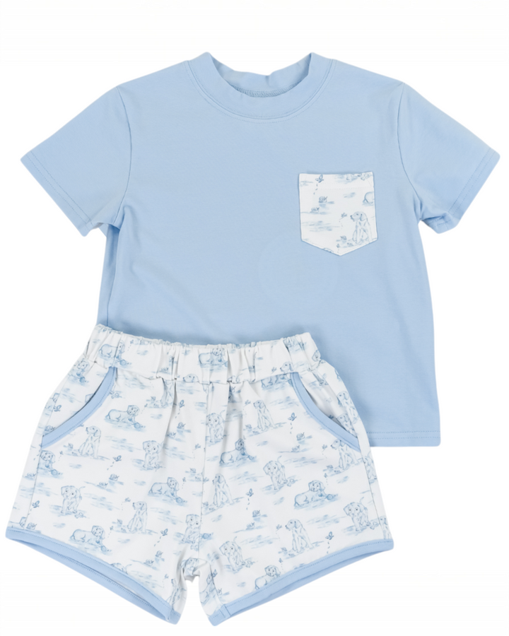 Snips & Snails Boys Play Pocket Blue Short Set, Shop That Store, front