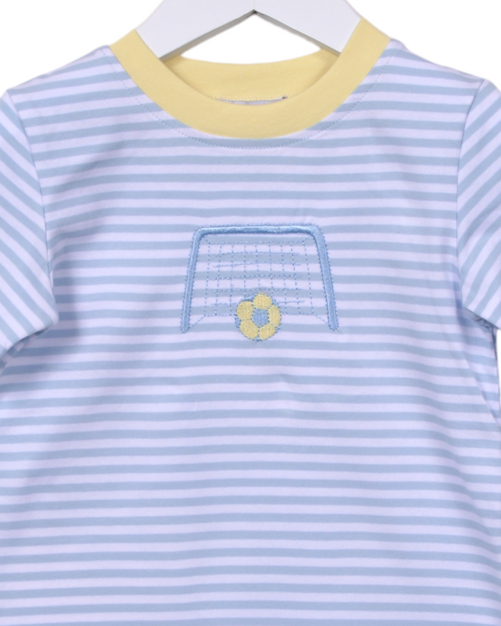 Soccer Embroidered Blue Stripe Boys Shirt, That Store, close