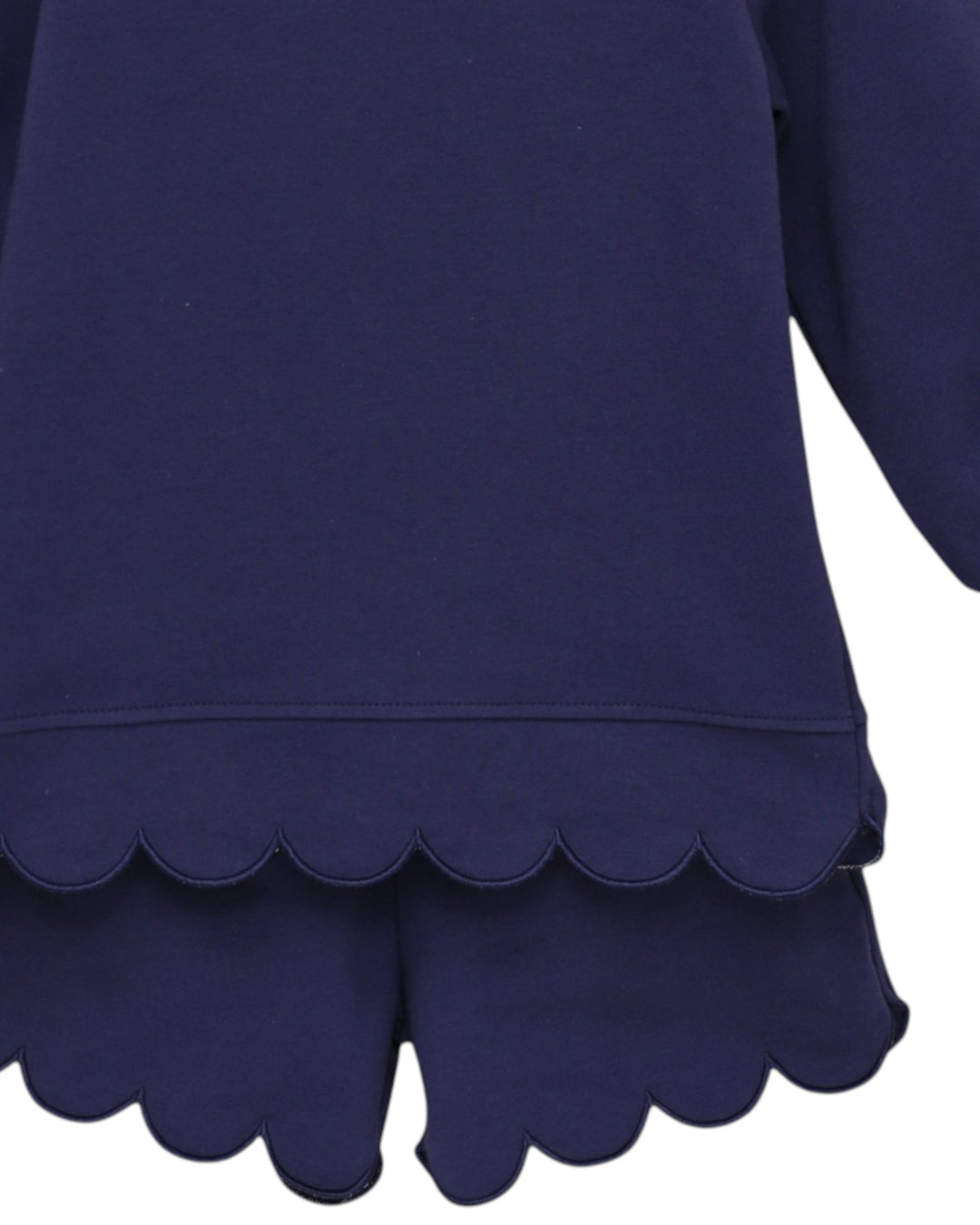 close up navy scalloped short set, girls, that store