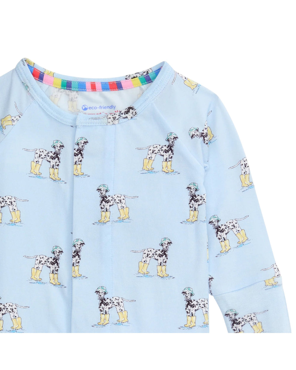 Light blue shirt with dalmatian print on a white background