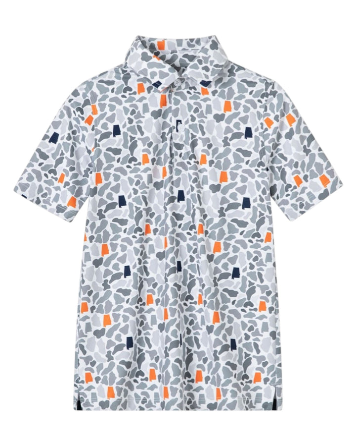 Short-sleeve shirt with a pattern on a white background