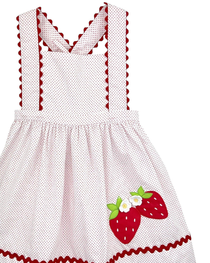 Strawberry Applique Red Polka Dot Sundress, Shop That Store, close
