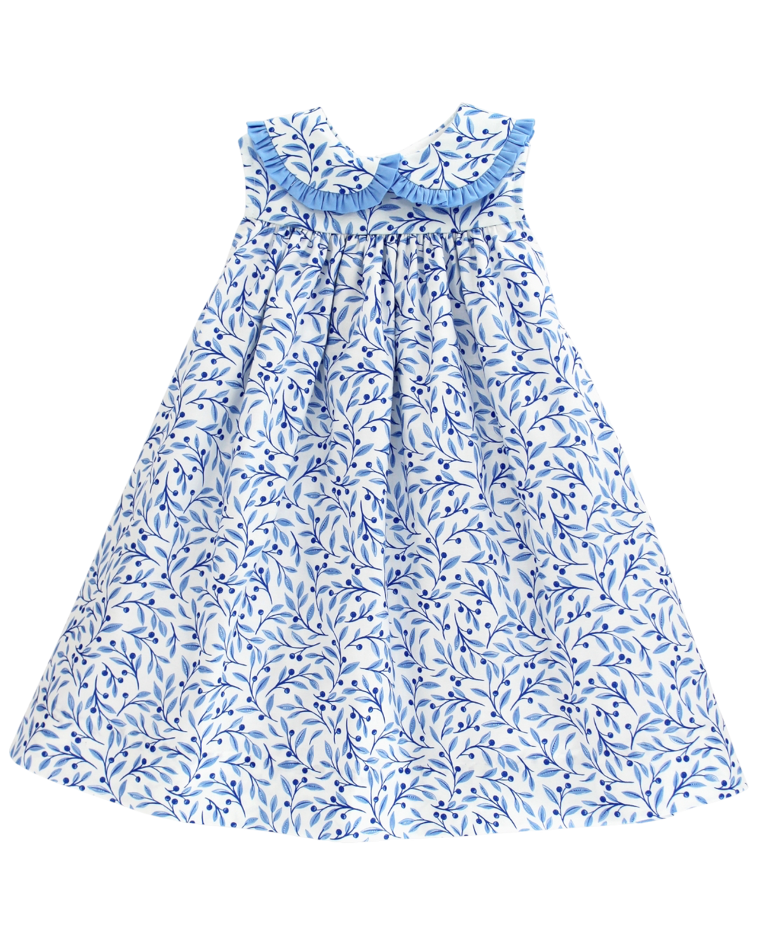 Blue floral dress on a white background