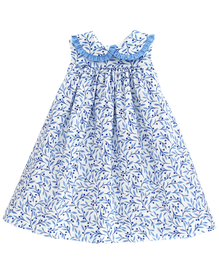 Blue floral dress on a white background