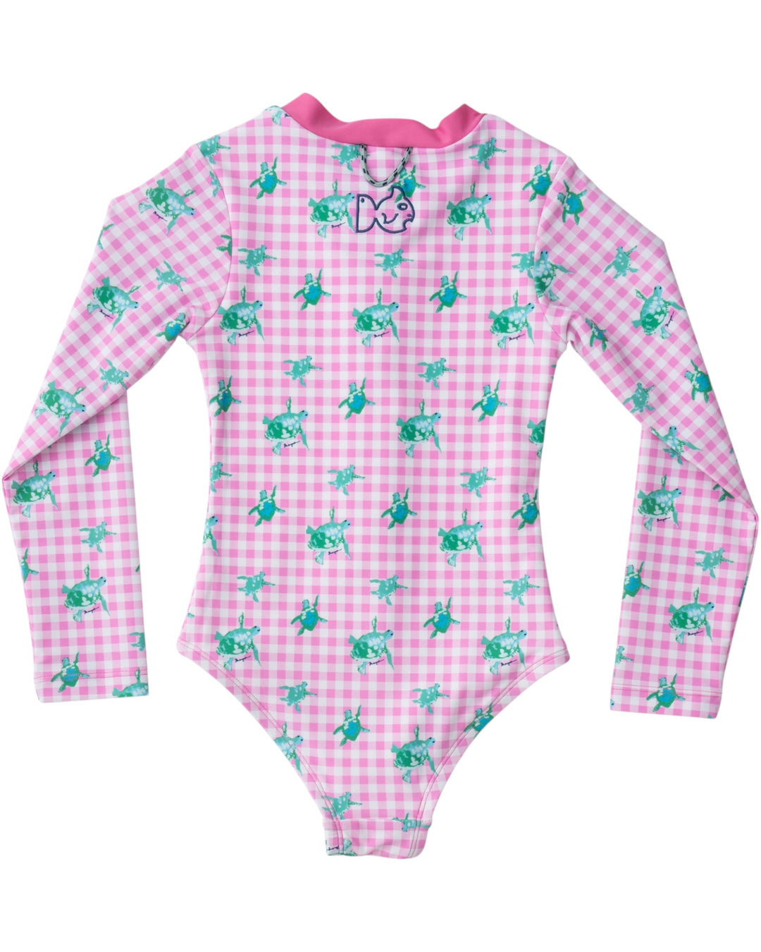 Surf and Turf Pink Girls One Piece Swimsuit, back