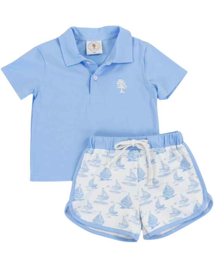 Sweet Sails Boys Play Pocket Blue Short Set, That Store, front